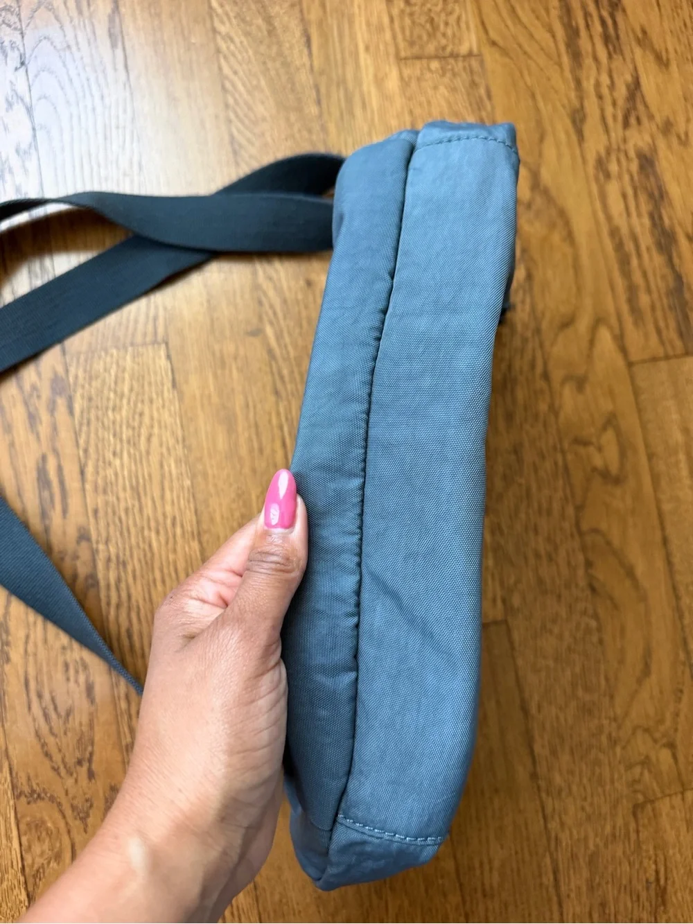 Kipling Blue Gray Nylon Crossbody Bag w/ Monkey Charm Y2K